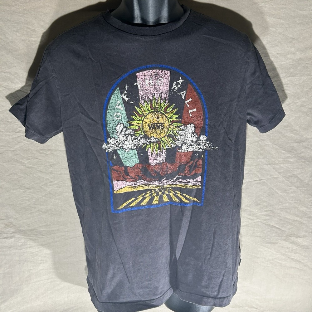 Vans Off The Wall World Tour Graphic T-Shirt Charcoal Grey Medium